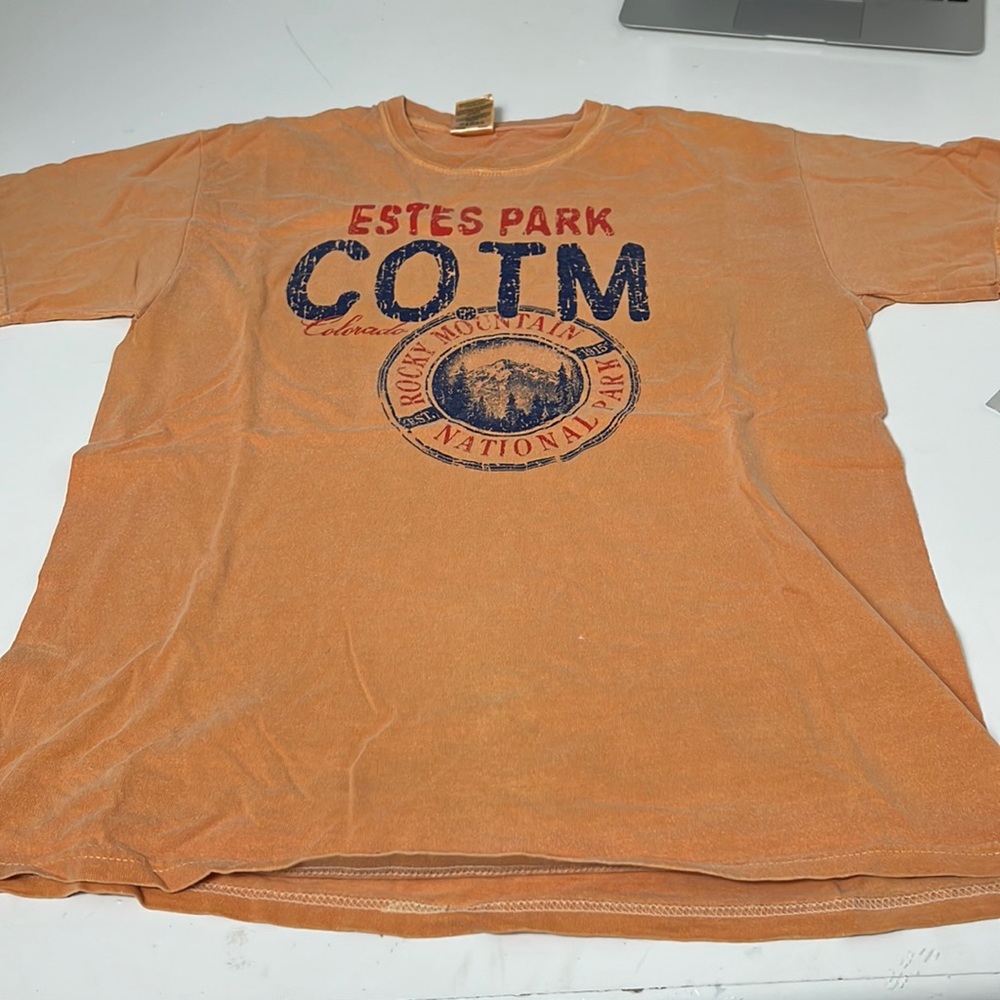 Gildan Medium Cotton Orange Estes Park CO Short Sleeve Graphic T